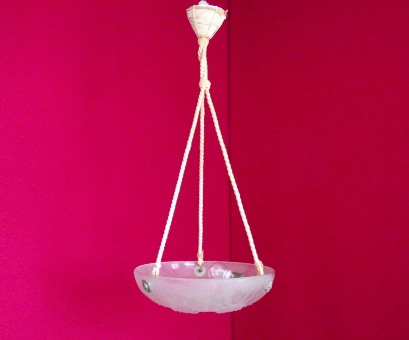French vintage art deco 1930s pendant signed negra degue ceiling light