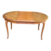 Round extendable dining table Louis XV in solid oak wood 100cm