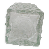 Peill & Putzler Modern Square Op Art Vase in Frosted Glass, Germany, 1970s