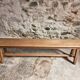 Vintage oak bench, solid wood dining bench, rustic farmhouse bench, French country style, circa 1950–1965.