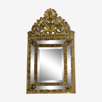 Nineteenth century parcloses mirror 33x59cm