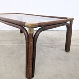 Bamboo and glass coffee table