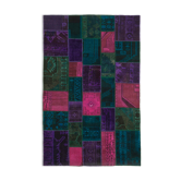 Handmade anatolian vintage 202 cm x 310 cm multicolor patchwork carpet
