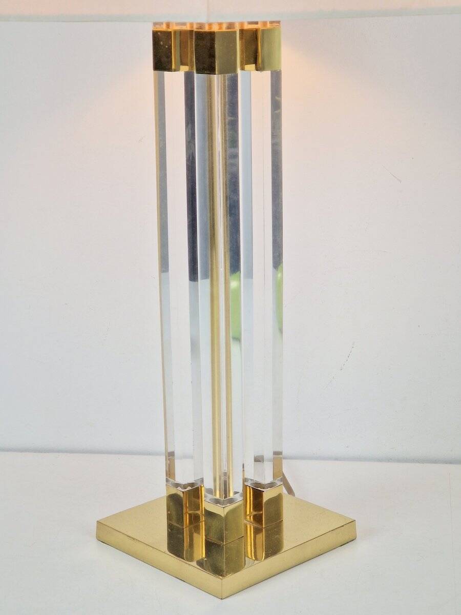 Vintage Regency Acrylic & Brass Table Lamp, Italy, 1970s