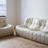 Set of two white leather sofas "Kashima" Ligne Roset designed by Michel Ducaroy