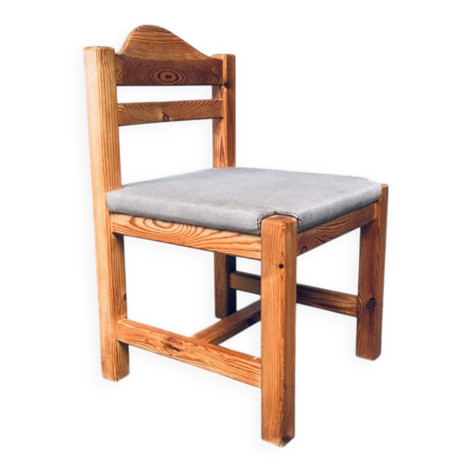 Brutalist Square Model Pine Dining Chairs, 1970s, Set of 6