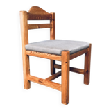 Brutalist Square Model Pine Dining Chairs, 1970s, Set of 6