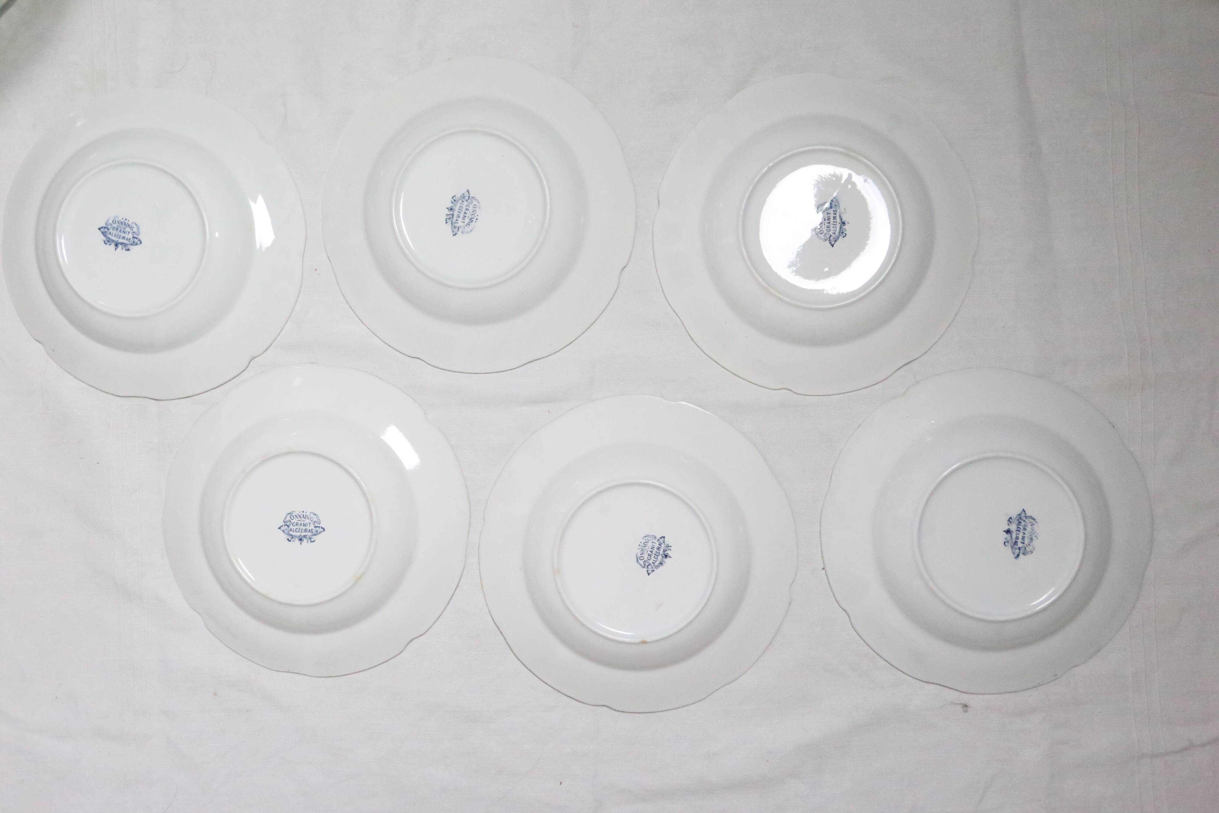 Deep plates x6, Onnaing, Algéciras model, Granite, 19th century