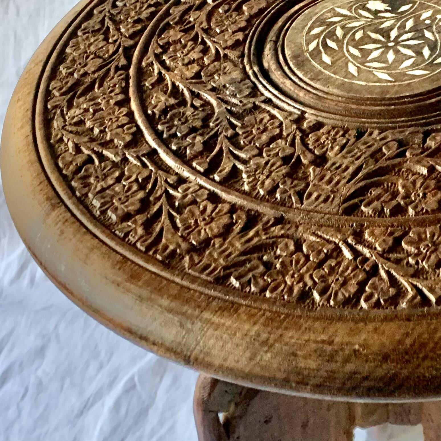 Vintage carved wooden side table