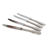 Set of 4 table knives, stainless steel blade and silver handle