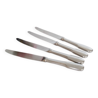 Lot de 4 couteaux de table lame inox et manche en argent