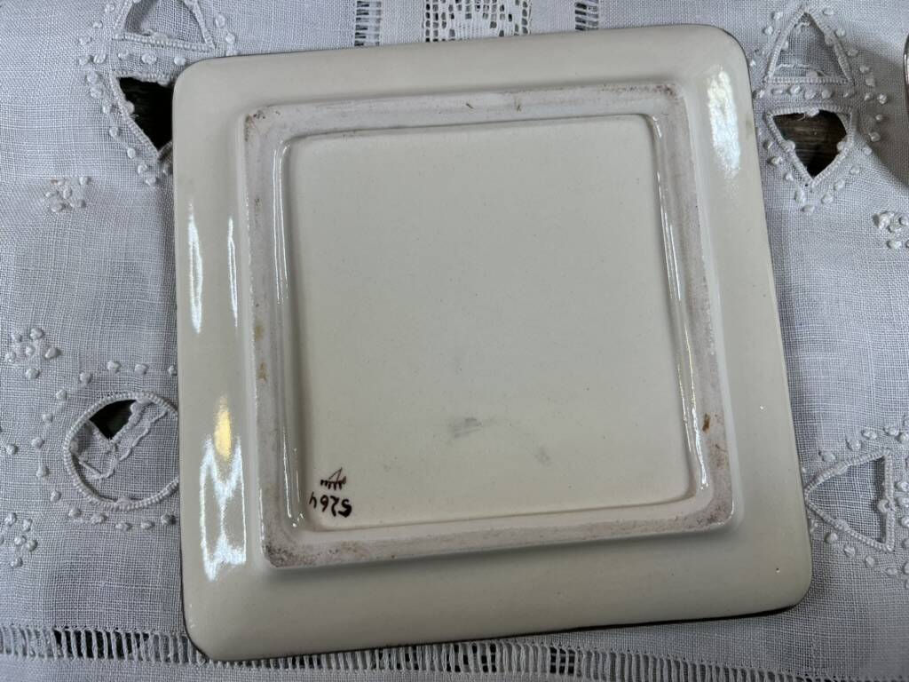 10 Square Dessert Plates by Emile Tessier, Malicorne