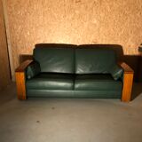 Leather sofa style art deco design Jacques Leleu