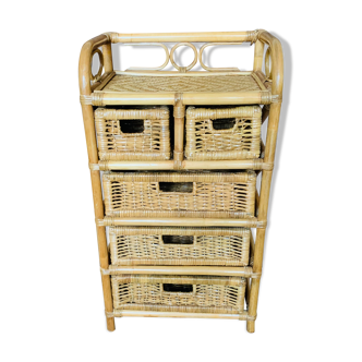Vintage rattan chiffonnier