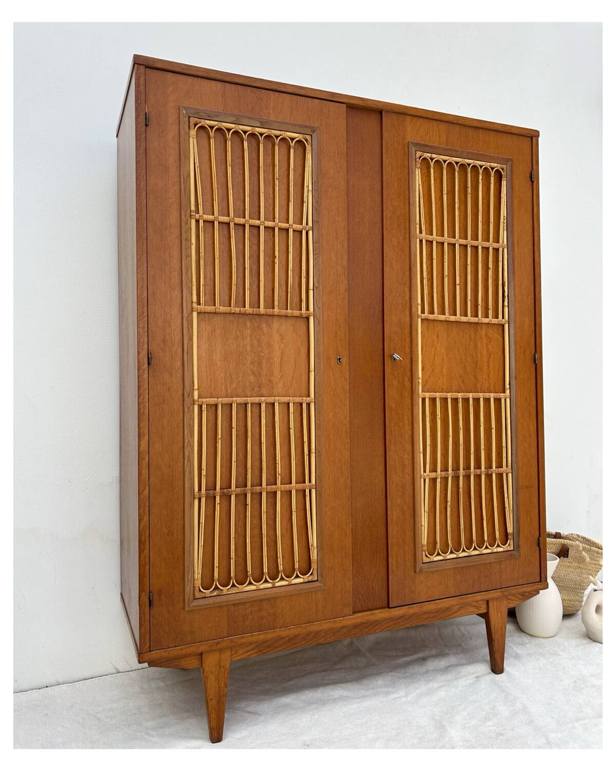 Vintage rattan cabinet