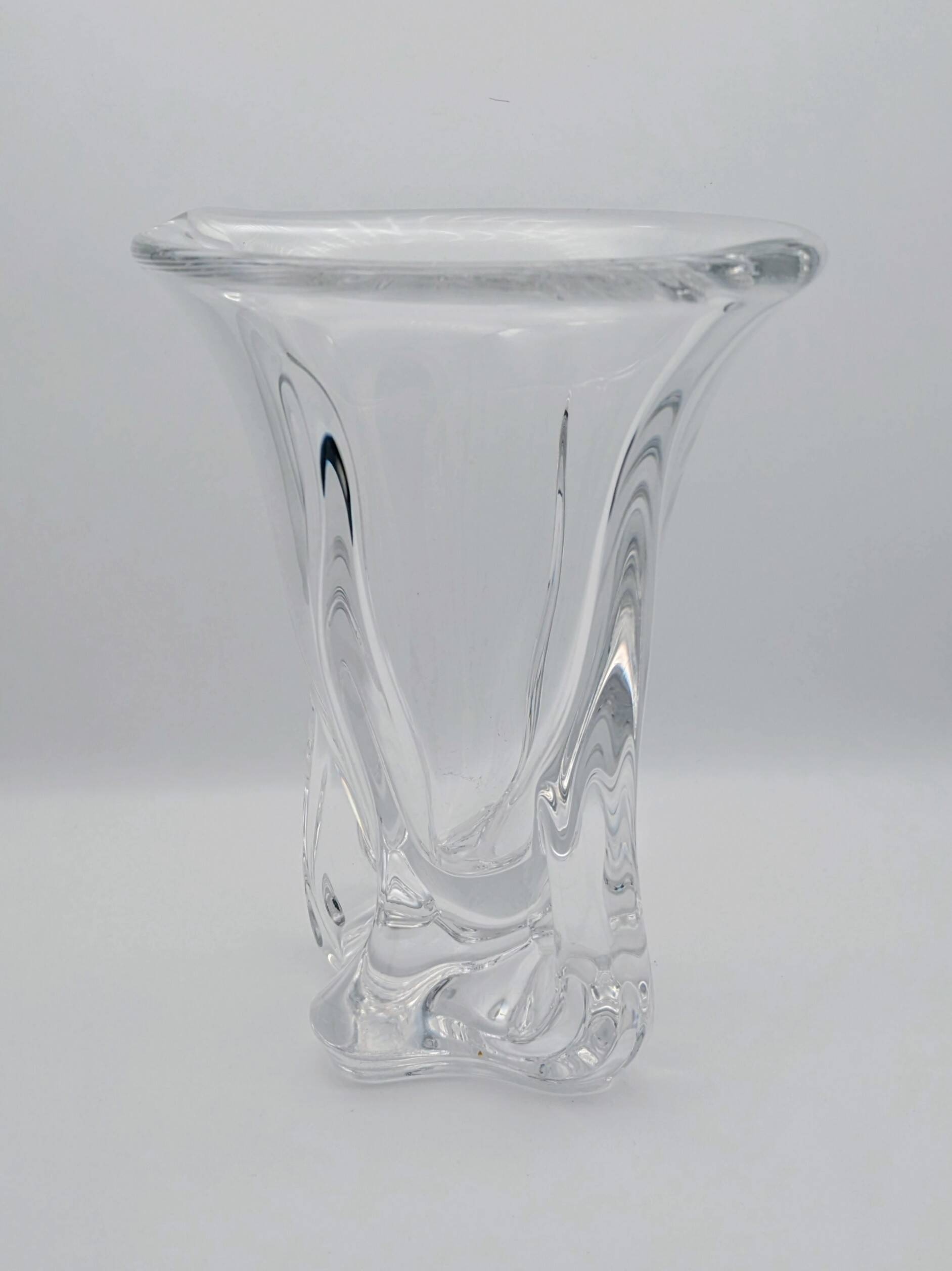 Art Vannes France - Large Sculptural Free-Form Vase - Solid Crystal 1950