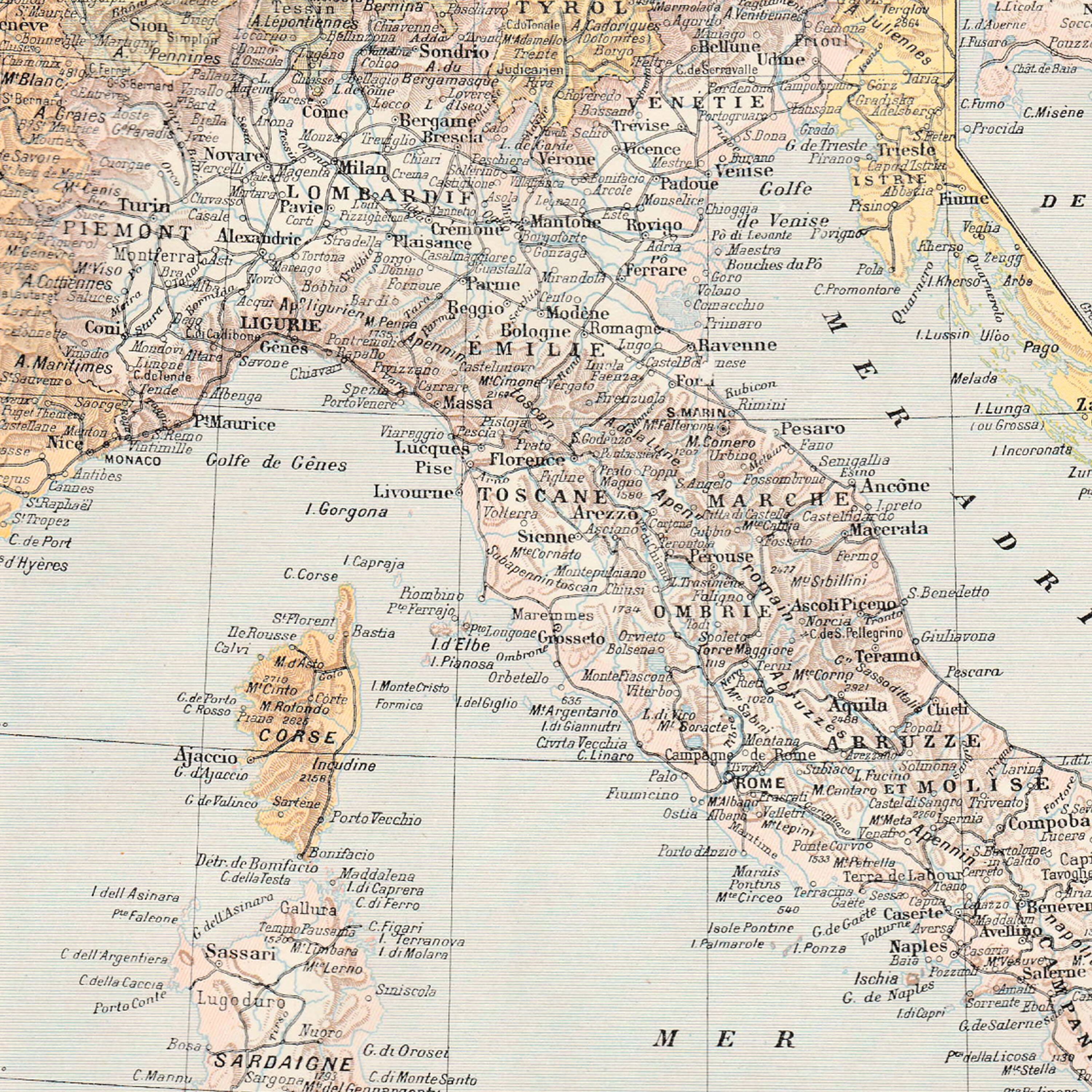 Old map Italy 1897