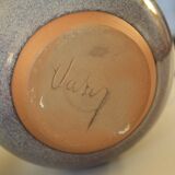 Signed ceramic lamp, rope lampshade