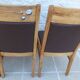6 High-back chairs in high-quality, plush solid wood with brown faux leather