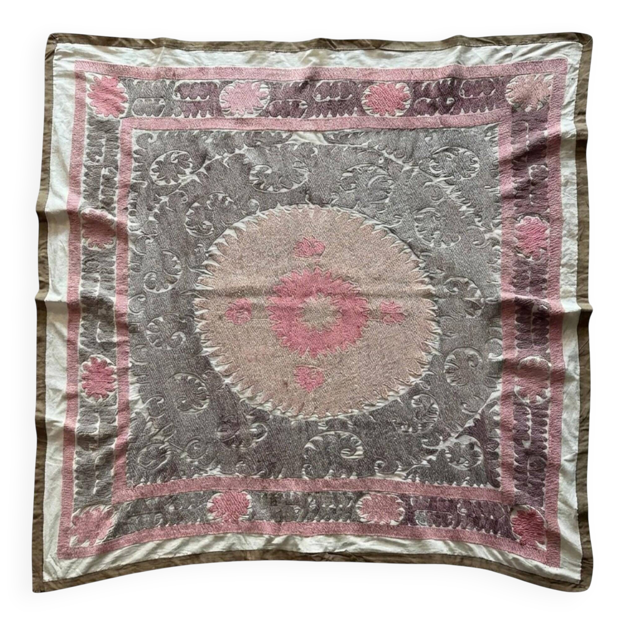 Vintage hand-embroidered tablecloth 132x143 cm