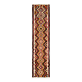 Turkish Handwoven Vintage Herki Kilim 88 cm x 336 cm