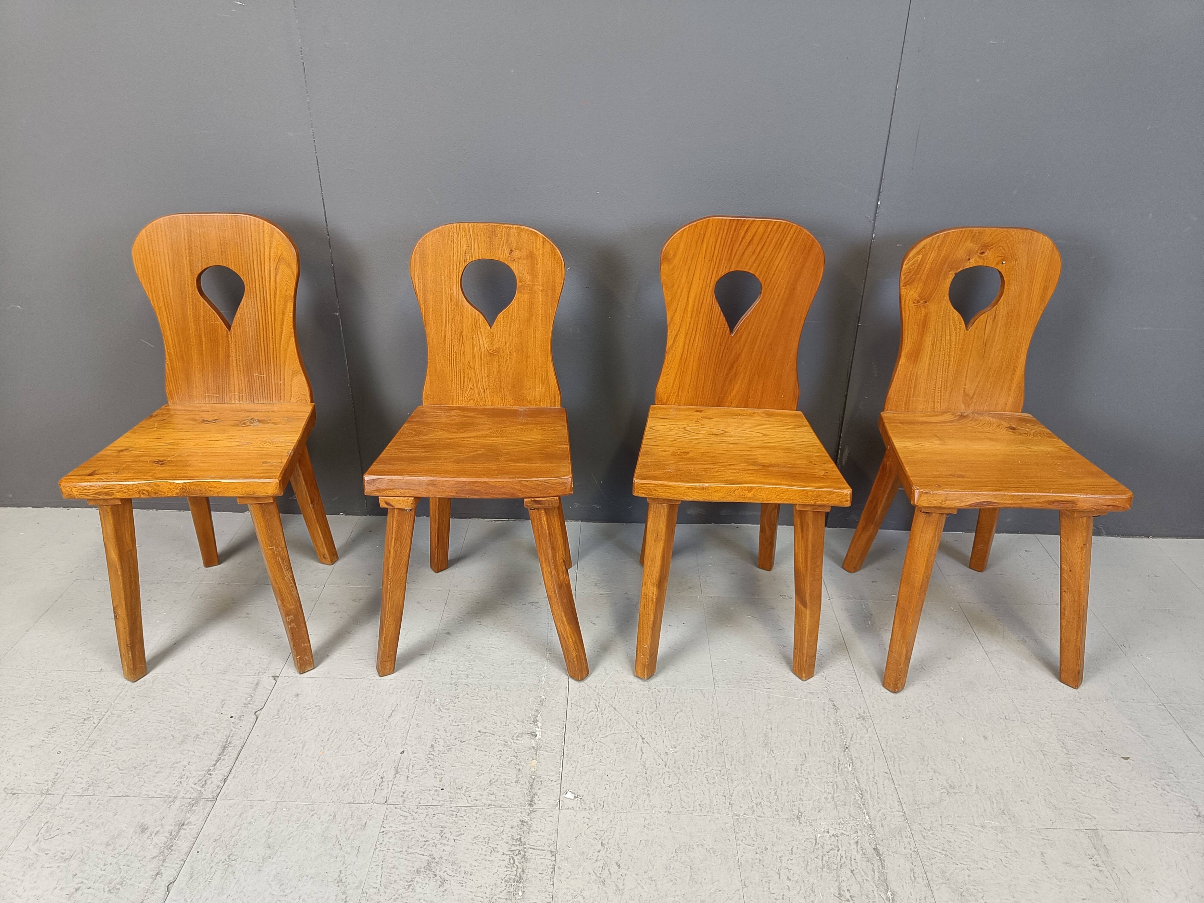 Vintage brutalist dining chairs set of 4 - 1960s