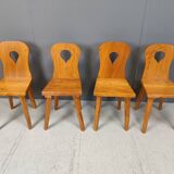 Vintage brutalist dining chairs set of 4 - 1960s