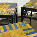 Nesting tables ceramic wrought iron