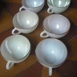 6 large iridescent tea cups with gold edge
