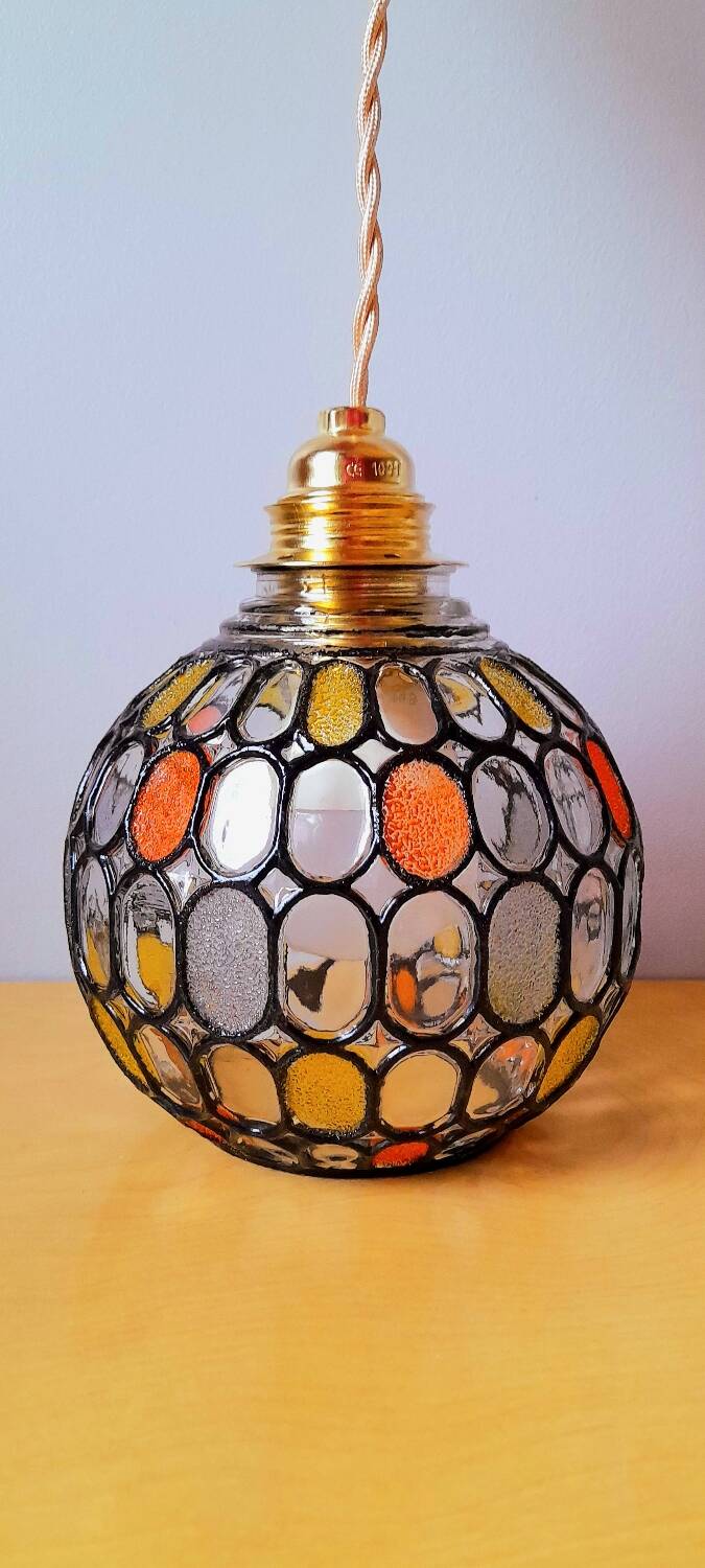 Colored glass portable lamp