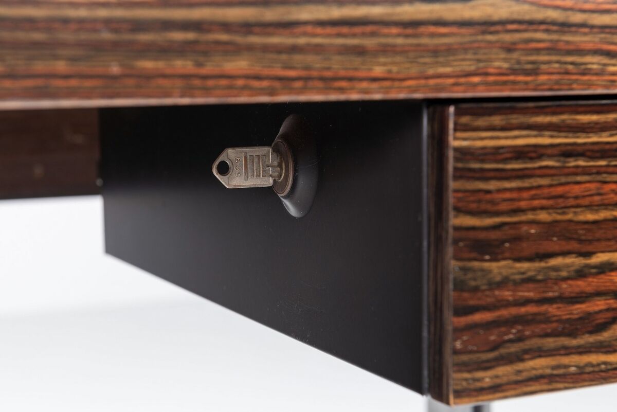 Trau Arredamenti Metallici S.P.A. large desk rosewood Italy 1960