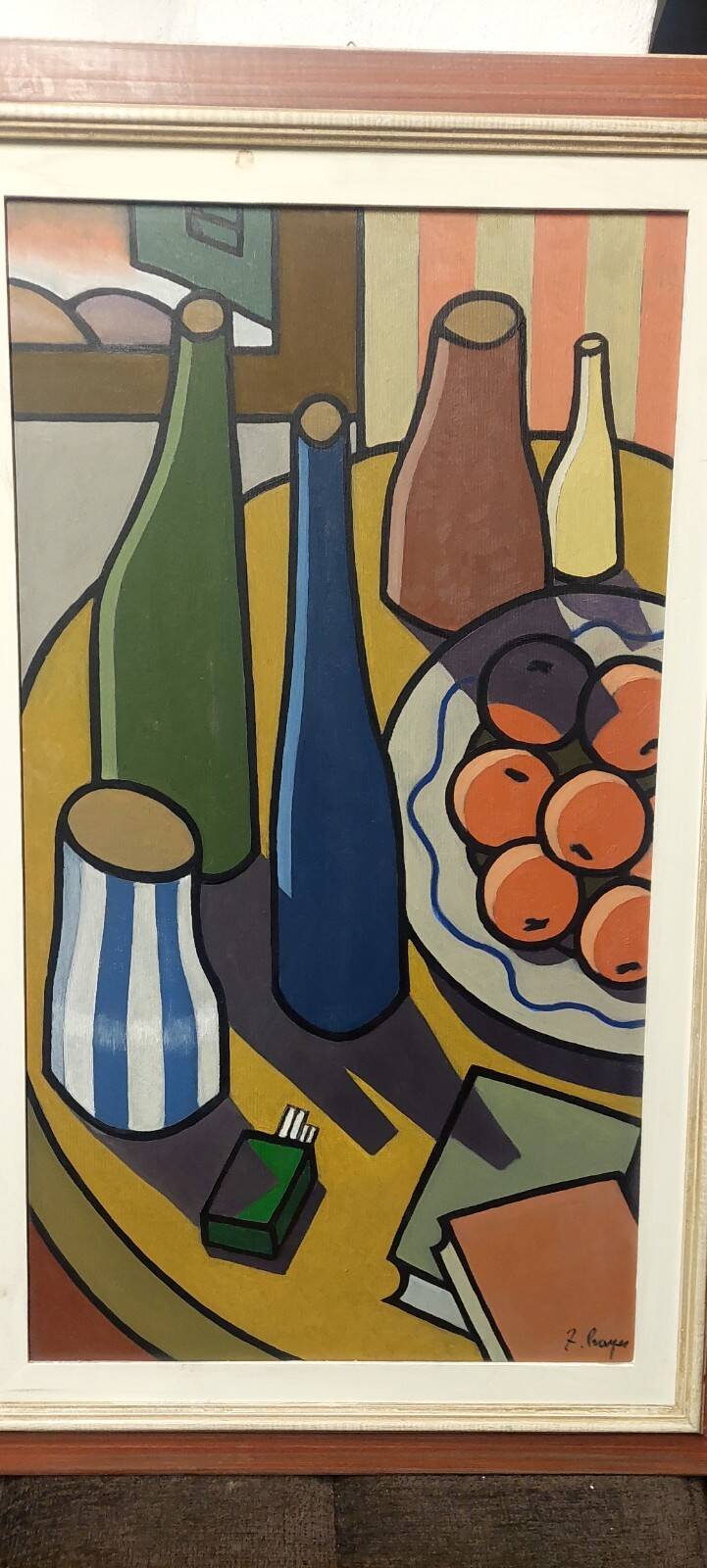 Oil painting on canvas still life by Franco Prayer (1924) 90 x 50 cm