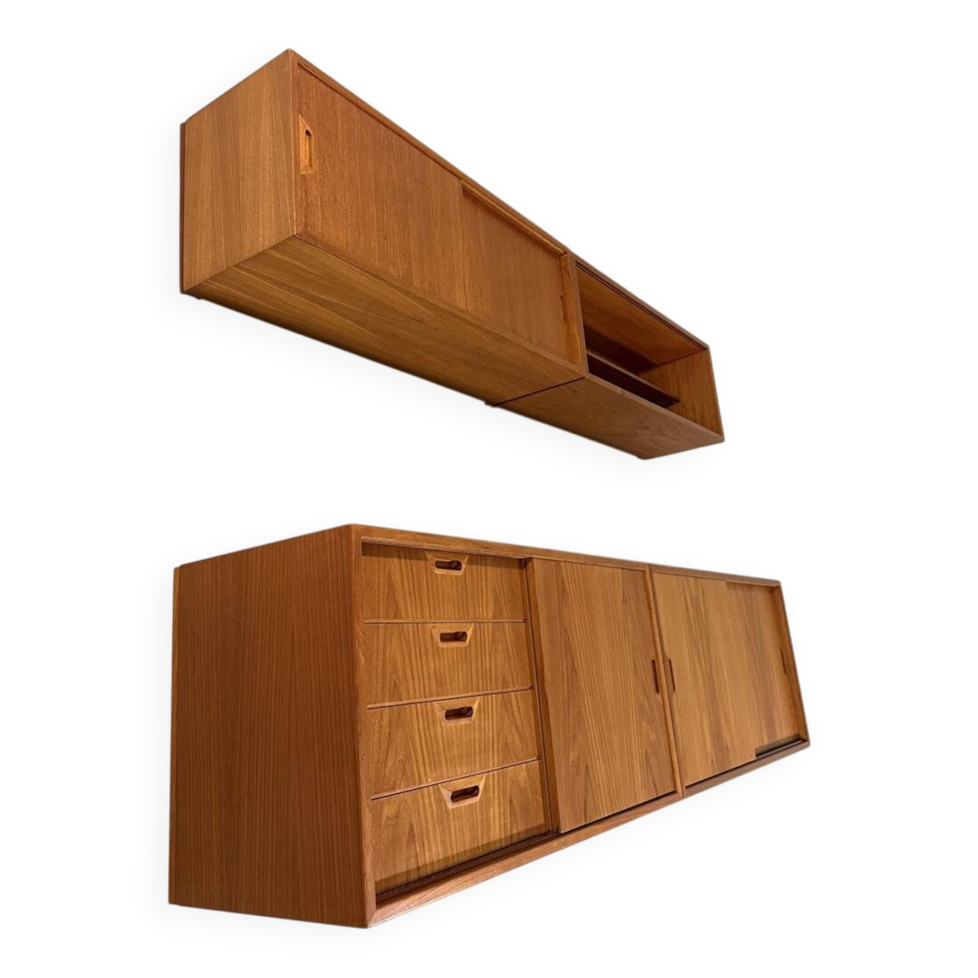 Teak wall system Sven Ellekaer Albert Hansen Denmark 1960s