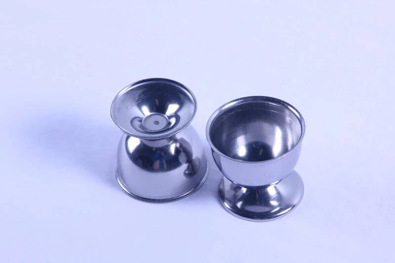 2 antique stainless steel egg cups