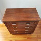 Art Deco chest of drawers in solid walnut