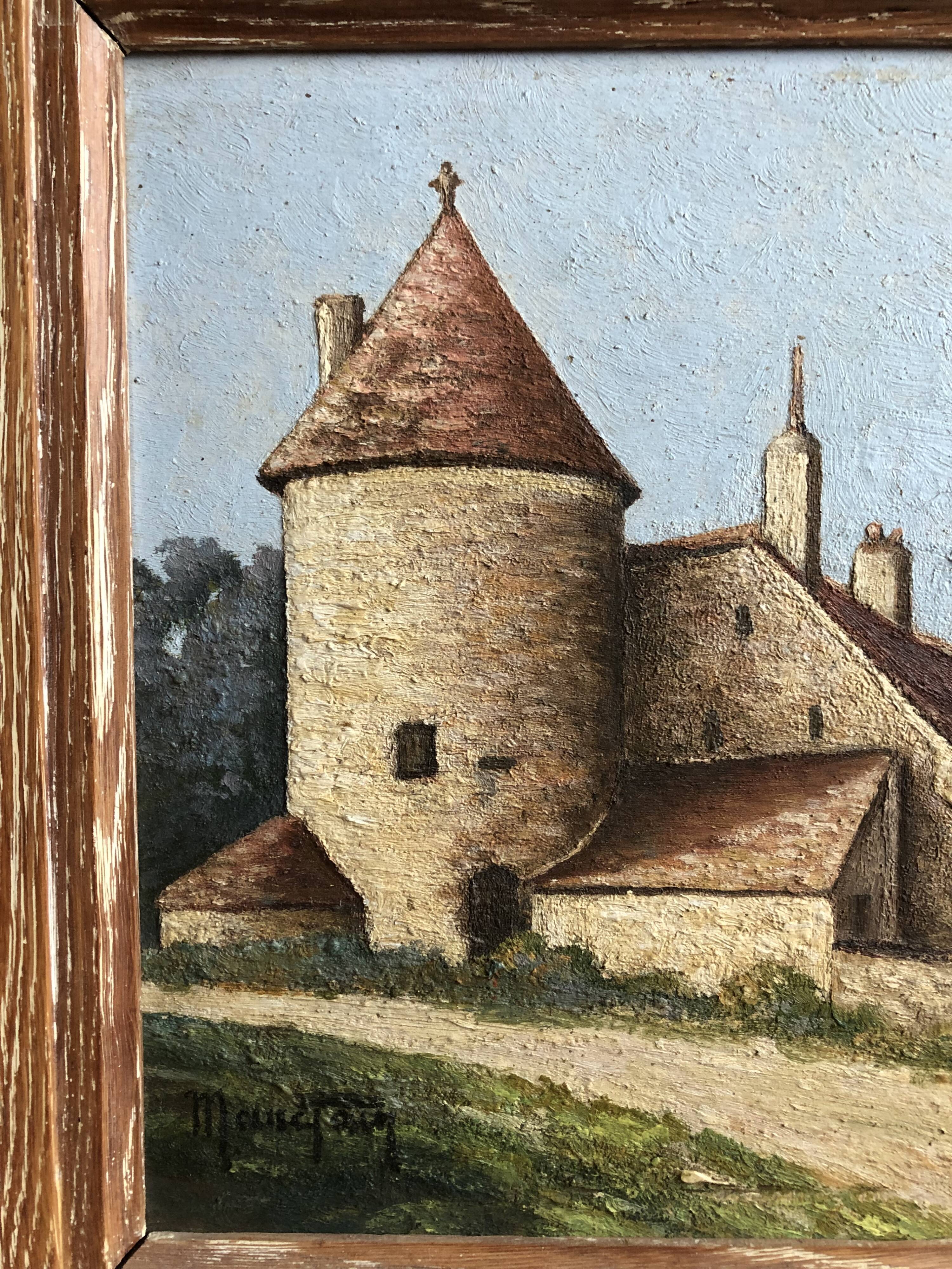 Oil on panel signed with vintage wooden frame