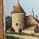 Huile sur panneau signé avec cadre bois vintage