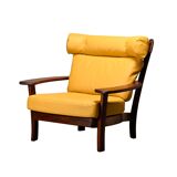 Brazilian Lounge Chair in Rosewood and Ochre Leather
