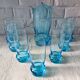 Orangeade set, pitcher and 7 vintage turquoise glasses