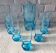 Orangeade set, pitcher and 7 vintage turquoise glasses