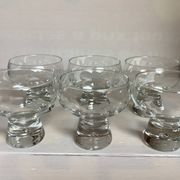 6 large bubble coupe glasses with a foot in the Kosta Boda style.