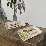Duo of vintage fruit and vegetable cups stamped in vintage glazed ceramic