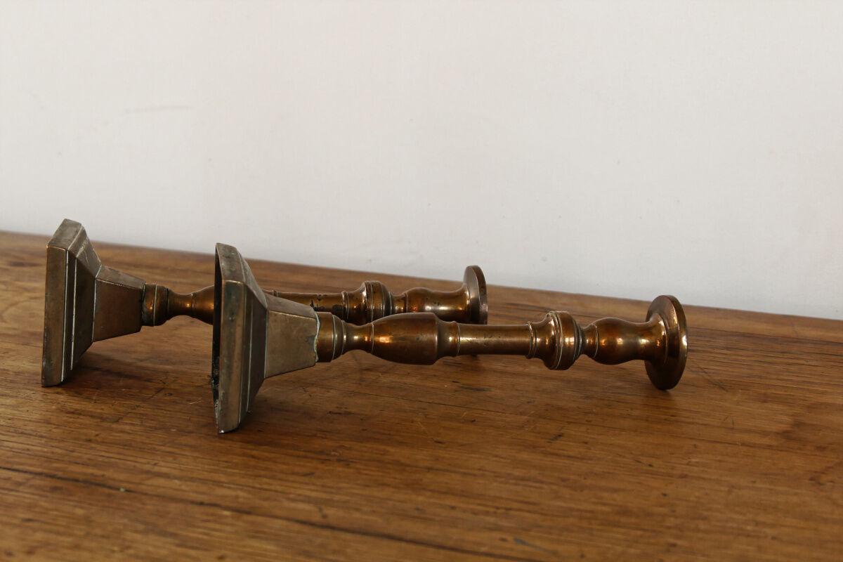 Pair of copper candle holders