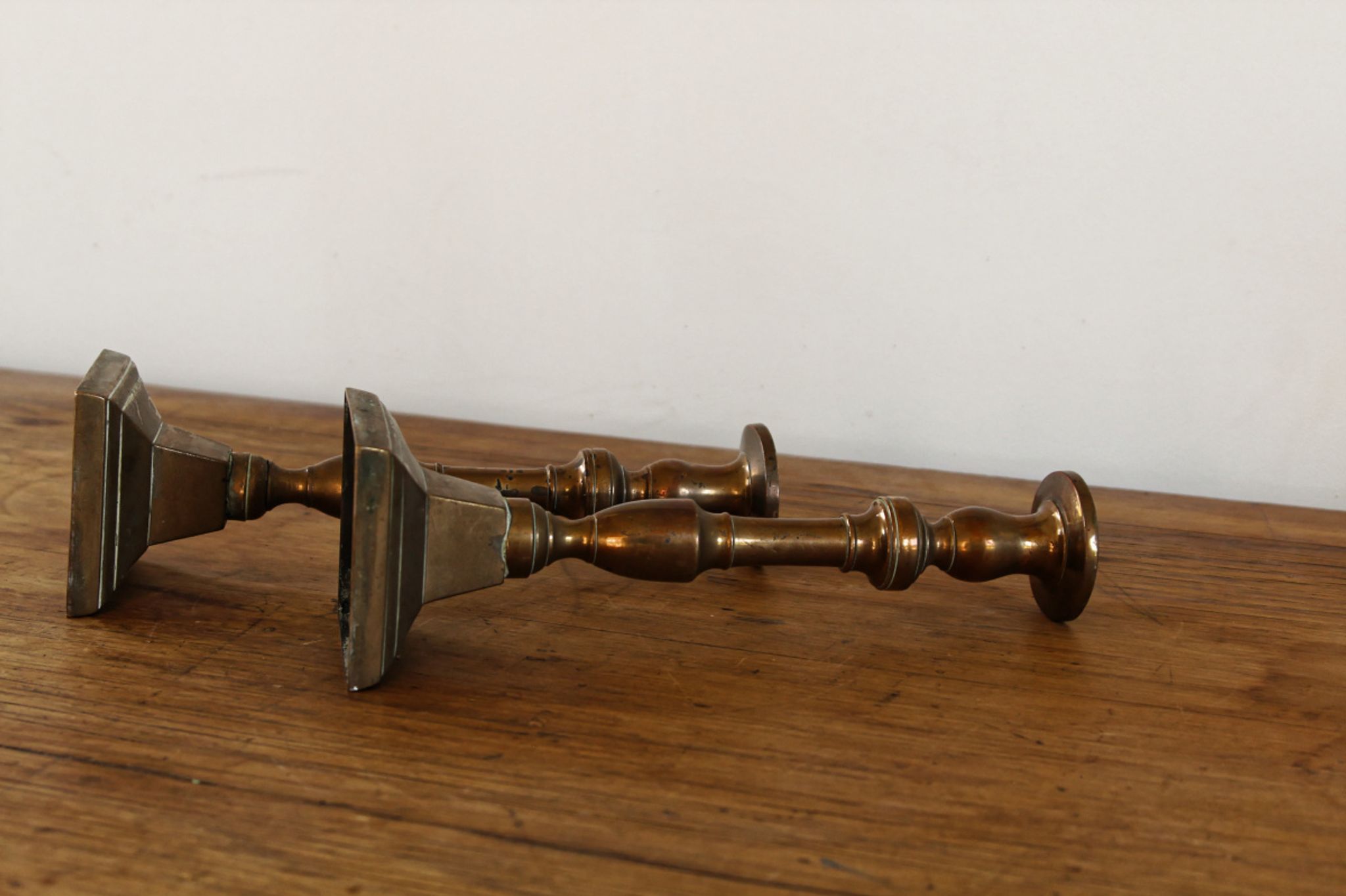 Pair of copper candle holders