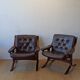 Norwegian Easy Chairs in Leather by Jon Hjortdal, Velledalen. Set of 2.