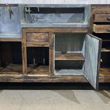 Comptoir de bar en chêne début XXème avec habillage d'époque zinc et étain