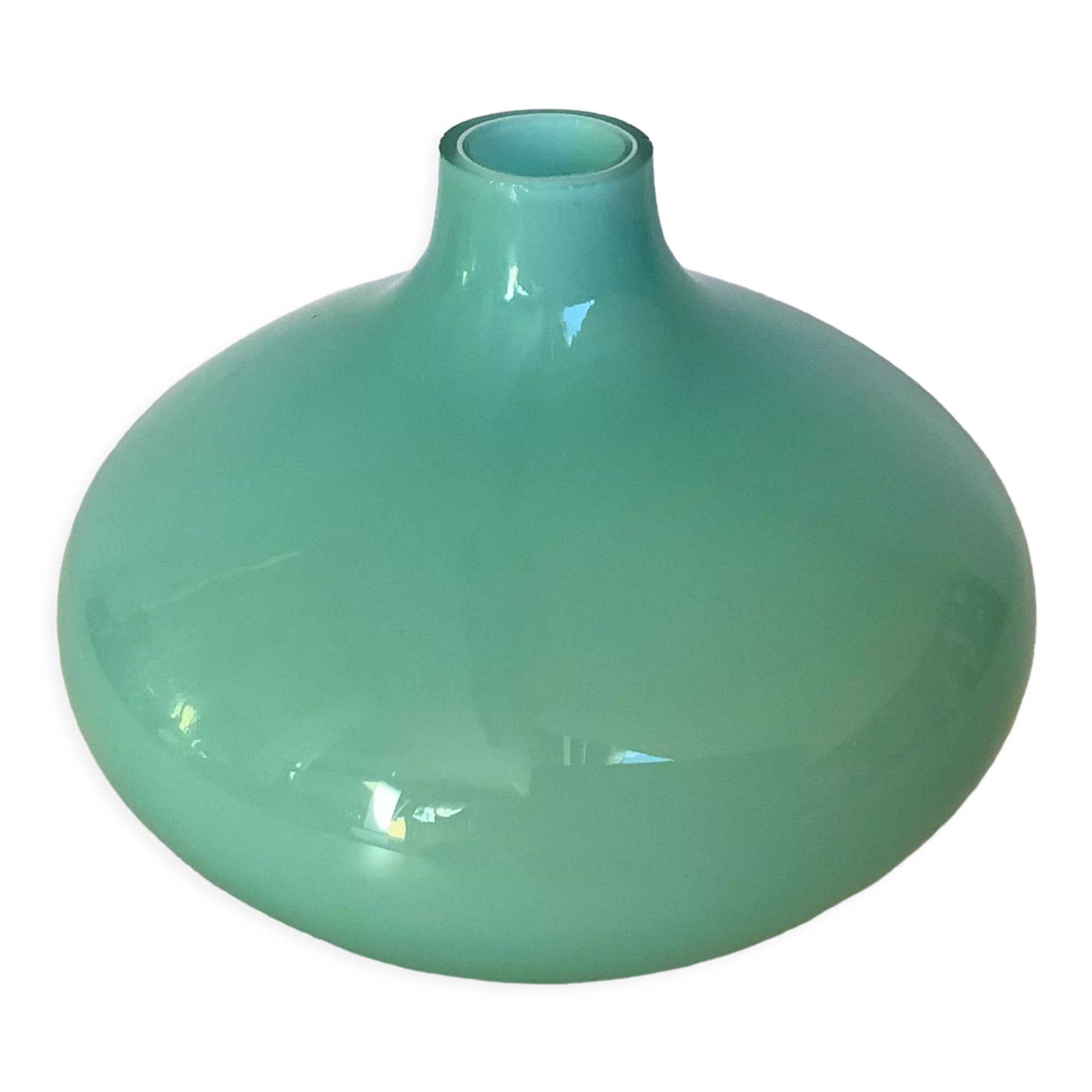 Mint green glass paste ball vase