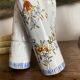 Triple vase in earthenware, 3 bamboo trunks hand-painted.