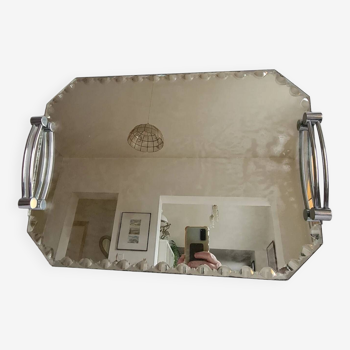 Plateau miroir biseauté Art Déco