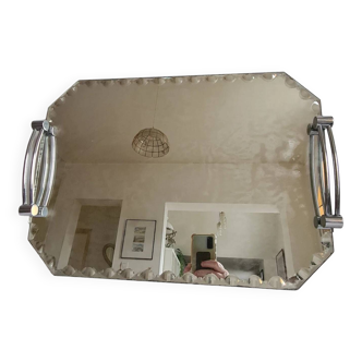 Plateau miroir biseauté Art Déco